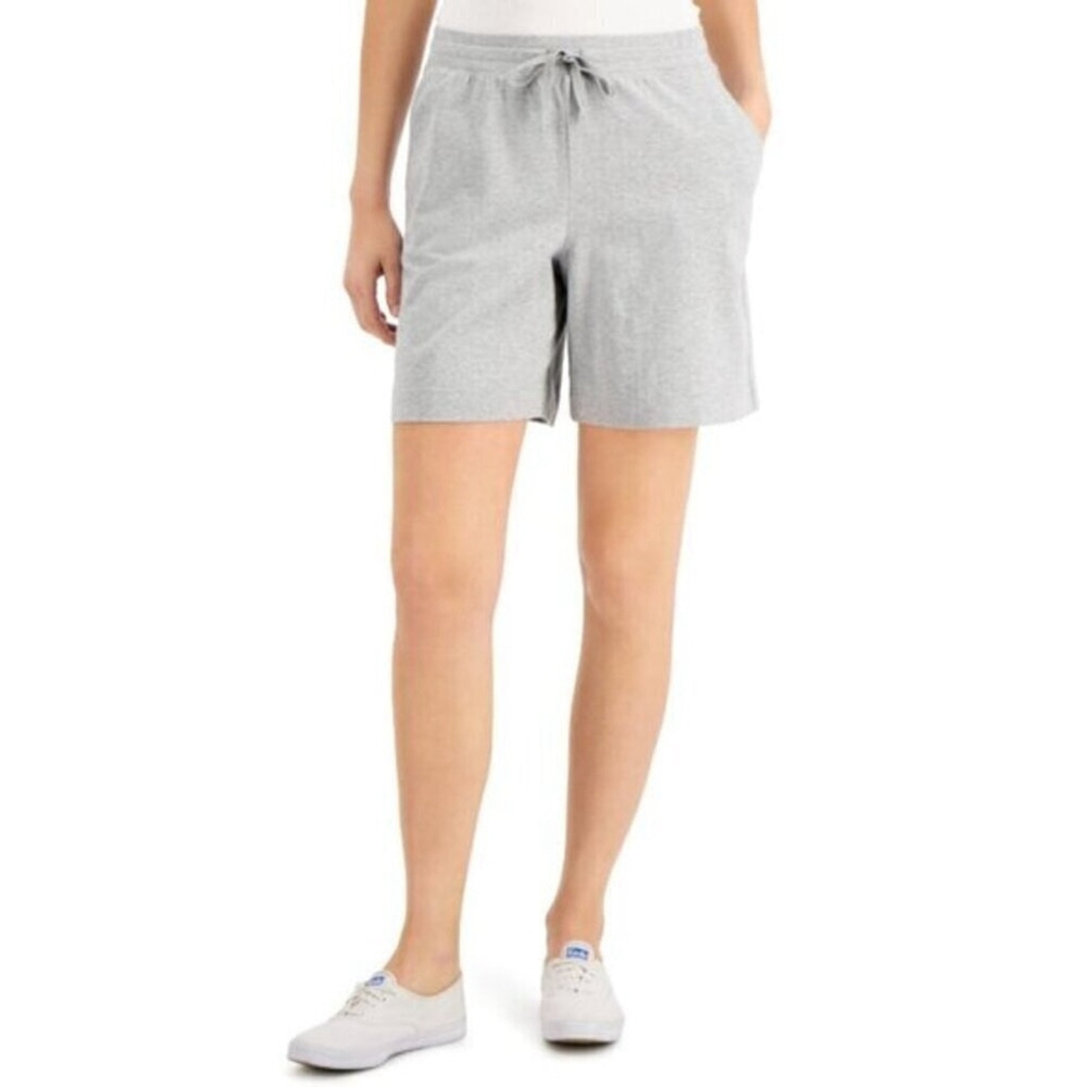 Karen Scott Medium Pull-On Stretchy Elastic Waist Knit Casual Grey Shorts NWT